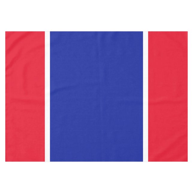Sporty Wide Bright Royal Blue Red White Stripes Tablecloth (Front (Horizontal))