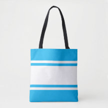 Sporty Wide White Bright Sky Blue Racing Stripes