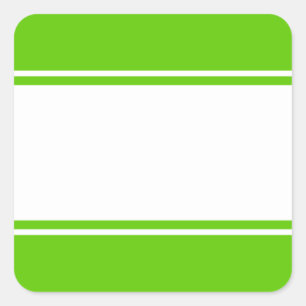 Sporty Wide White Racing Stripes On Bright Lime Square Sticker