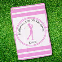 Sporty Woman Golfer Silhouette Standing Golf Tee