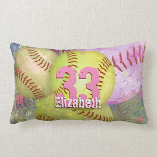 Sporty Women's Softball Lumbar Pillow