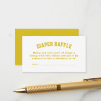 Sporty yellow baby shower diaper raffle ticket