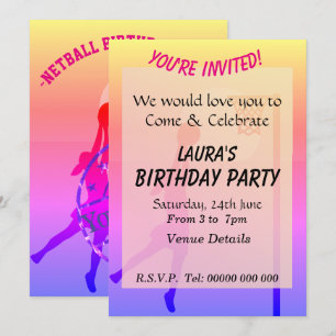 SportyThemed Netball Party Invitation
