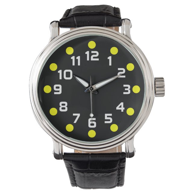 Spot Markers - Yellow and White on Black Watch (Front)