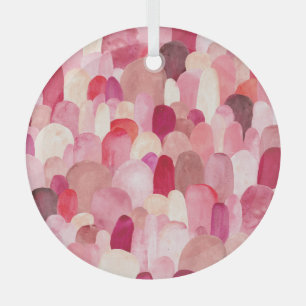 Spot Medley: Pink-Red Textile Dream. Glass Ornament