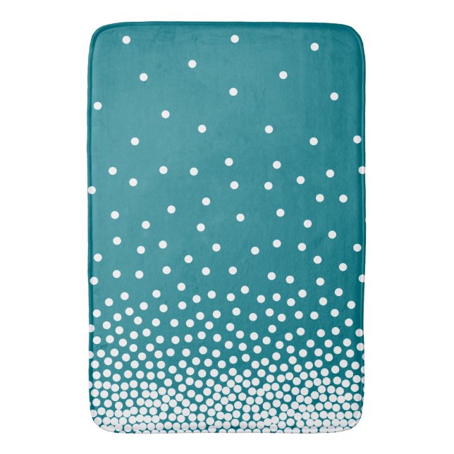 Spot Shaded 240816 - White and Dark Turquoise Bath Mat (Front Vertical)