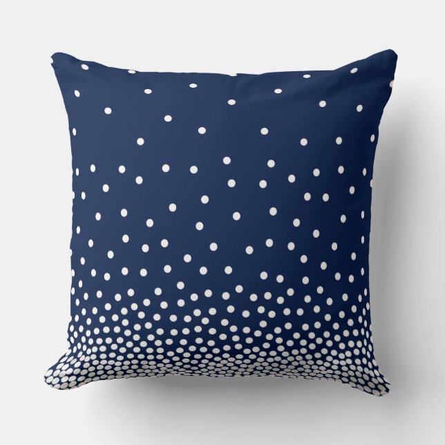 Spot Shaded 240816 - White and Midnight Blue Throw Pillow (Front)