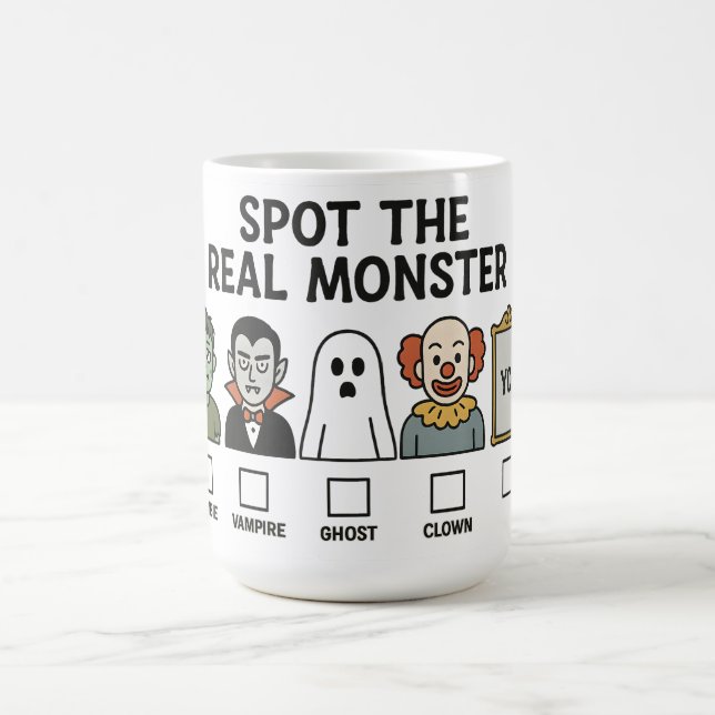 Spot The Real Monster Funny Vote Halloween Design Magic Mug (Center)