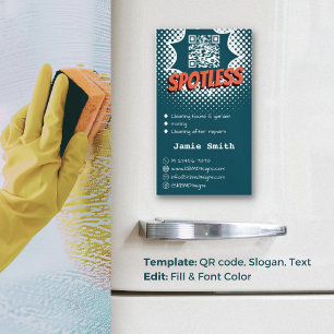 Spotless Blue: Custom House Cleaning QR-code Magnetic Business Card
