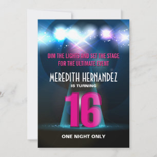 Spotlight Star Pink Sweet 16 Invitation