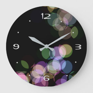 Spots and Dots on Black> Cloc Large Clock