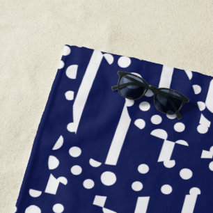 Spots and Stripes 2 - Blue and White Beach Towel