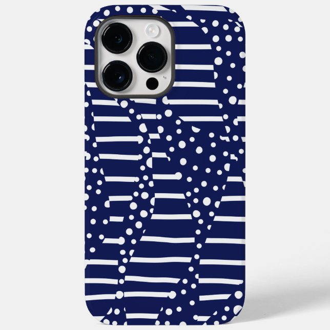 Spots and Stripes 2 - Blue and White Case-Mate iPhone Case (Back)