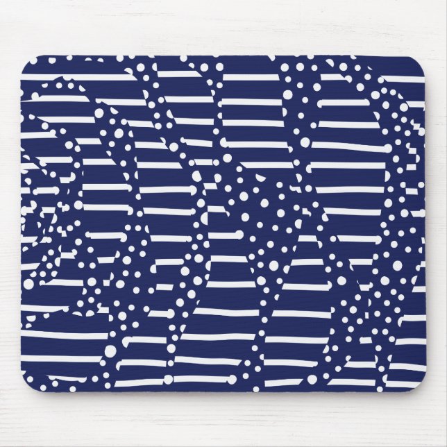 Spots and Stripes 2 - Blue and White Mouse Pad (Front)