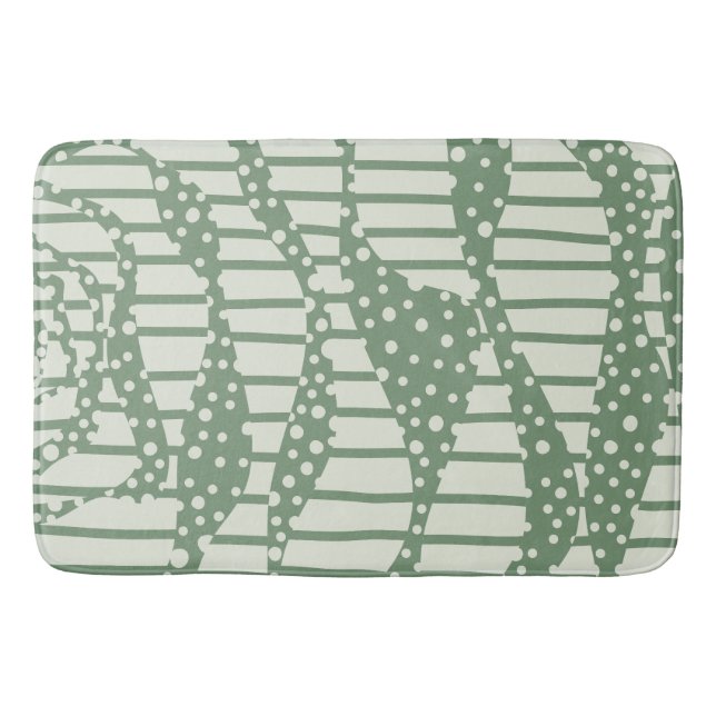 Spots and Stripes 2 - Green Bath Mat (Front)