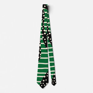 Spots and Stripes 2 - Green, Cream and Black Tie