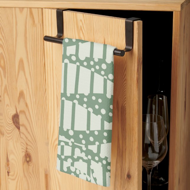 Spots and Stripes 2 - Green Kitchen Towel (Thirds Fold)