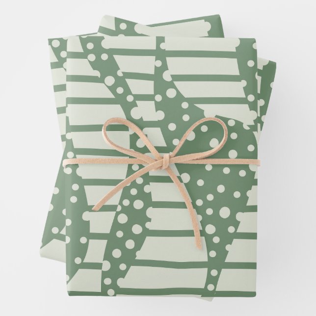 Spots and Stripes 2 - Green Wrapping Paper Sheet (In situ)