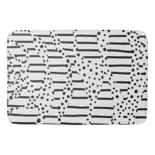 Spots and Stripes 2 in Black and White  Bath Mat