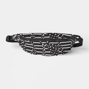Spots and Stripes 2 in White on Black Fanny Pack