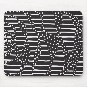 Spots and Stripes 2 in White on Black  Mouse Pad