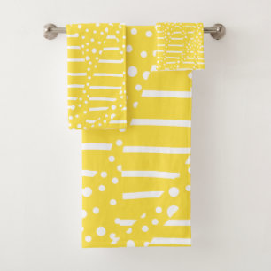 Spots and Stripes 2 - Lemon Yellow and White Bath Towel Set