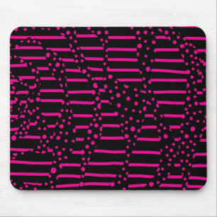Spots and Stripes 2 - Magenta and Black Mouse Pad
