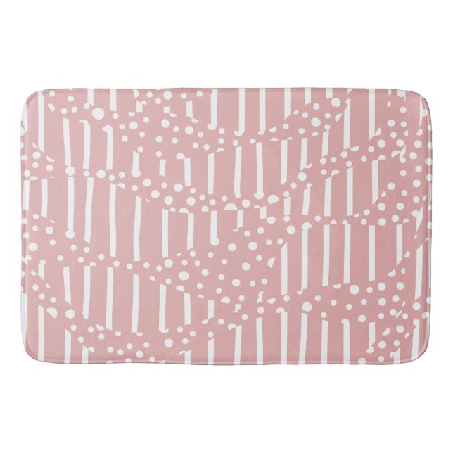 Spots and Stripes 2 - Pink and White Bath Mat (Front)