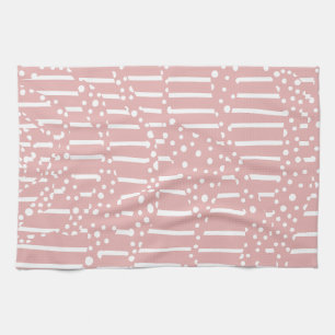 Spots and Stripes 2 - Pink and White  Kitchen Towel