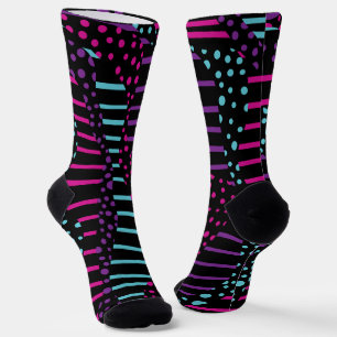 Spots and Stripes 2 - Pink, Purple, Blue and Black Socks