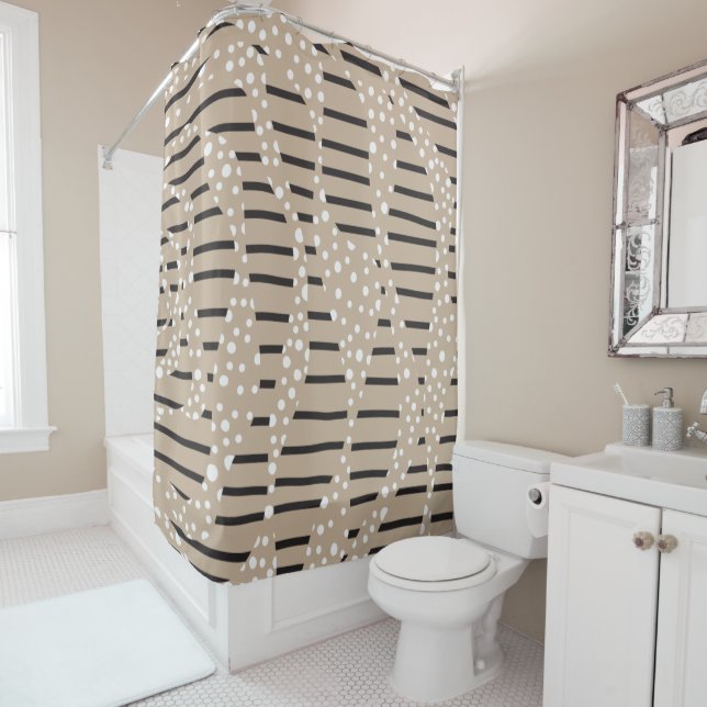 Spots and Stripes 2 - Taupe, Black and White (In Situ)