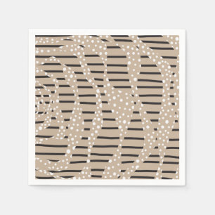 Spots and Stripes 2 - Taupe, Black and White Napkin