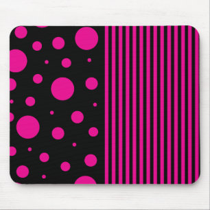 Spots and Stripes in Magenta and Black Mouse Pad