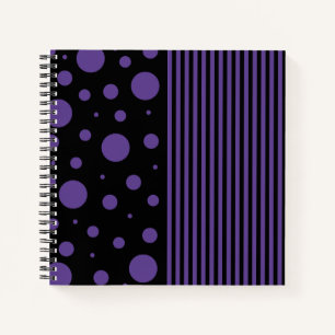 Spots and Stripes in Purple and Black Notebook