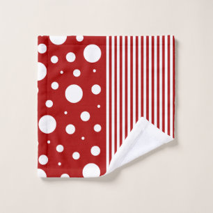 Spots and Stripes in Red and White Bath Towel Set
