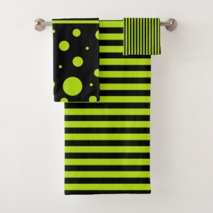 Spots and Stripes - Lime Green   Bath Towel Set