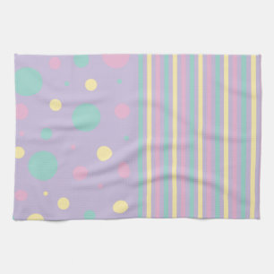 Spots and Stripes - Pink, Yellow, Purple, Green Kitchen Towel