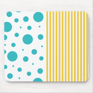 Spots and Stripes - Turquoise and Yellow Mouse Pad