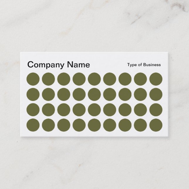 Spots - Deep Olive, Black and White Business Card (Front)