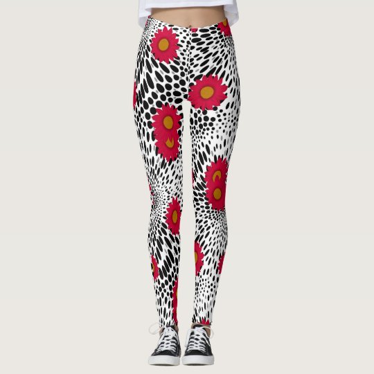 Spots Red Flowers Leggings