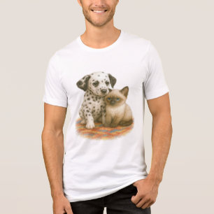 Spots & Snuggles – Dalmatian Pup & Siamese Kitten Tri-Blend Shirt