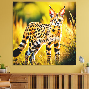 Spotted African Savannah Serval Cat Canvas Print