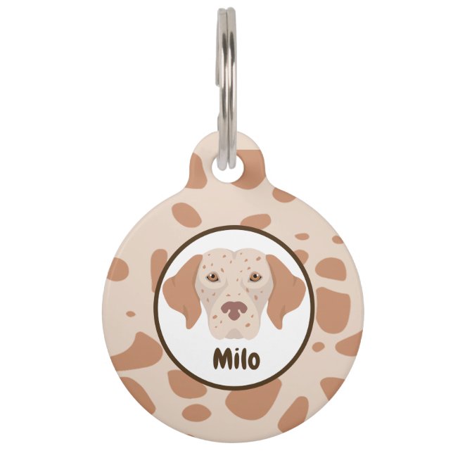 Spotted brown customizable dog ID tag (Front)