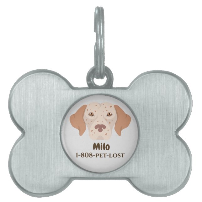 Spotted brown customizable dog ID tag (Front)