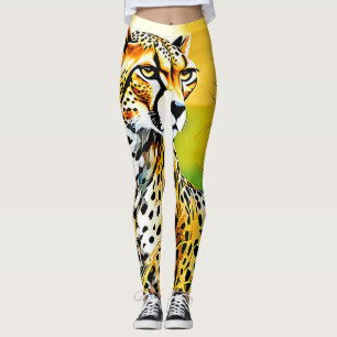 Spotted Cheetah Grass Scene Leggings