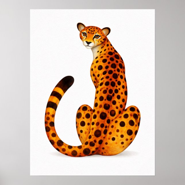 Spotted Cheetah Portrait Back View Poster (Front)