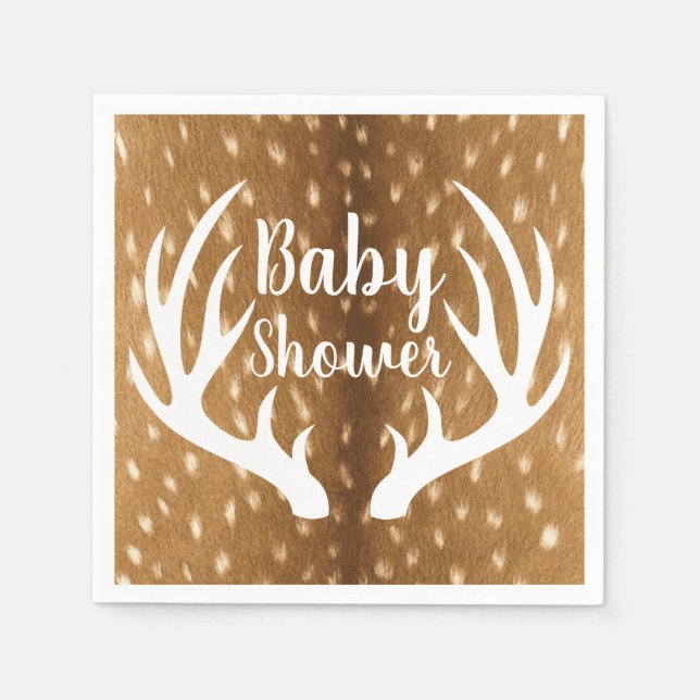 Spotted Deer Fur Fawn & White Antlers Napkin (Front)
