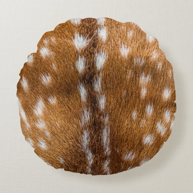 Spotted deer fur texture round pillow (Front)