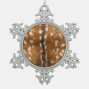 Spotted deer fur texture snowflake pewter christmas ornament