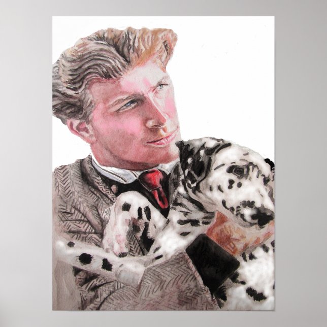 Spotted Dog Dalmatian and Man Portrait Poster (Front)